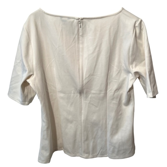 Ann Taylor Cream Short Sleeve Career Casual Blouse Top Women's XL NWT - Picture 4 of 6